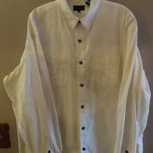 Roper Long Sleeve Shirt; Thick; White; Size 2XL; Buttons